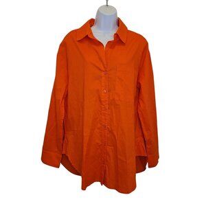 Sanctuary Split Back Button Down Top Size Medium New Orange Office Career